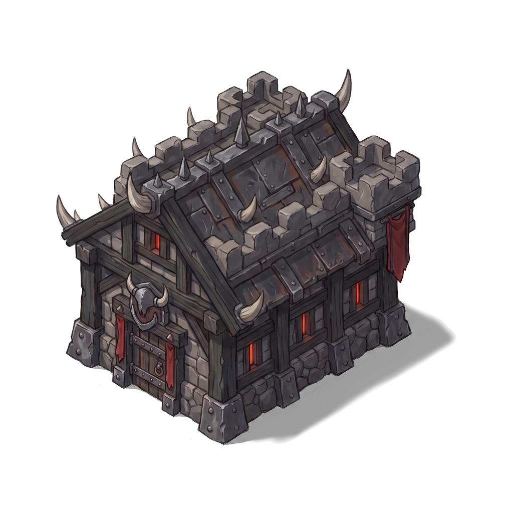 Conceito planejado do Quartel orc no nível 30